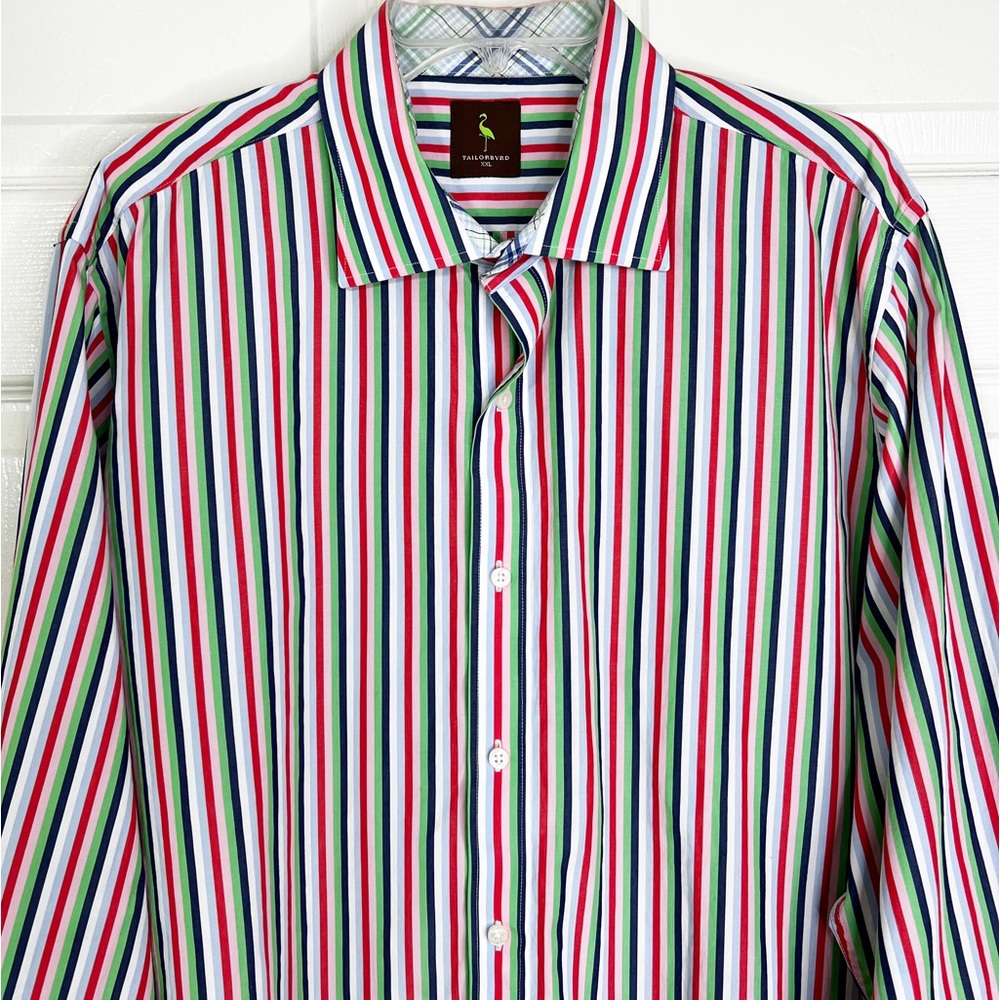 Tailorbyrd Colorful Striped Cotton Long Sleeve Button Down Shirt Men’s XXL